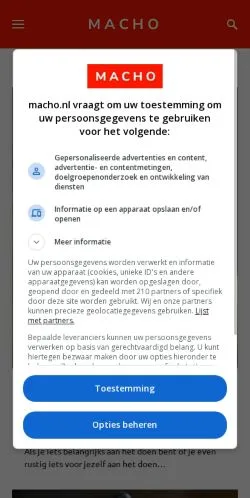 Forhåndsvisning av nettstedet Macho, medium fra Nederland for sponsede artikler