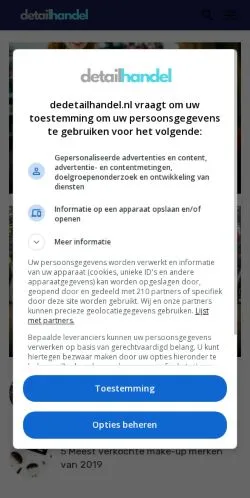 Anteprima del sito DeDetailhandel, media di Paesi Bassi per articoli sponsorizzati