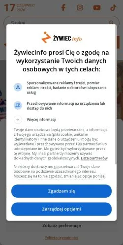 Anteprima del sito ŻywiecInfo, media di Polonia per articoli sponsorizzati