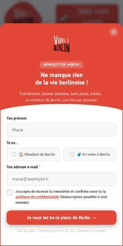 Anteprima del sito Vivre à Berlin, media di Francia per articoli sponsorizzati