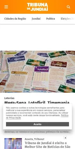 Anteprima del sito Tribuna de Jundiaí, media di Brasile per articoli sponsorizzati