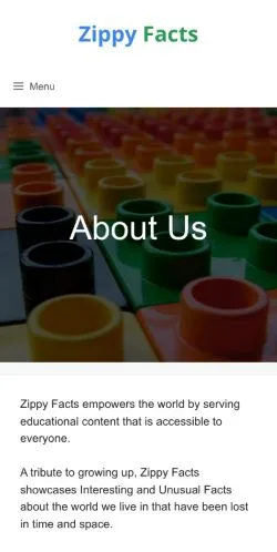 Förhandsvisning av webbplatsen Zippy Facts, medium i USA för sponsrade artiklar