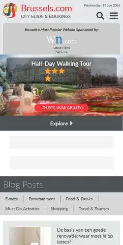Forhåndsvisning av nettstedet Brussels Travel Guide, medium fra USA for sponsede artikler