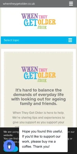 Sponsorlu makaleler için Birleşik Krallık medyası When They Get Older sitesinin önizlemesi