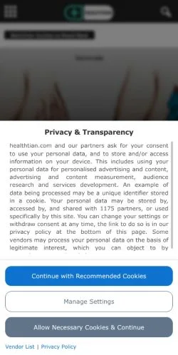 Anteprima del sito Healthtian, media di Stati Uniti per articoli sponsorizzati