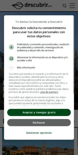 Vista previa del sitio Descubrir Viajes, medio de España para artículos patrocinados