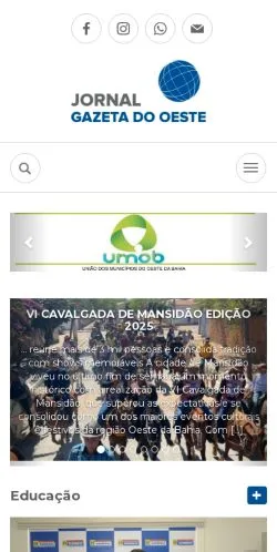 Anteprima del sito Jornal Gazeta do Oeste, media di Brasile per articoli sponsorizzati
