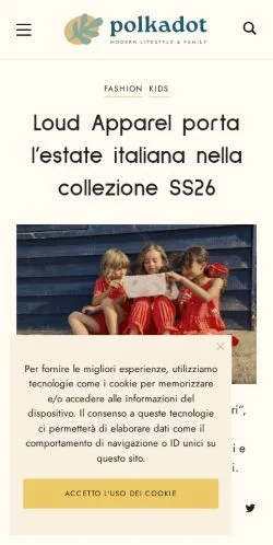 Anteprima del sito Polkadot, media di Italia per articoli sponsorizzati
