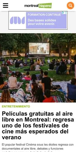 Anteprima del sito MontrealHispano, media di Spagna per articoli sponsorizzati