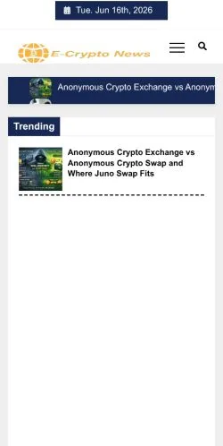 Voorbeeld van de site E-Crypto News, medium uit Verenigde Staten voor gesponsorde artikelen