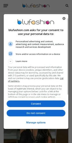 Anteprima del sito Blufashion, media di Stati Uniti per articoli sponsorizzati