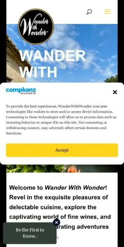 Podgląd witryny Wander With Wonder, medium z kraju Stany Zjednoczone do artykułów sponsorowanych