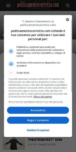 Podgląd witryny Politicamentecorretto, medium z kraju Włochy do artykułów sponsorowanych