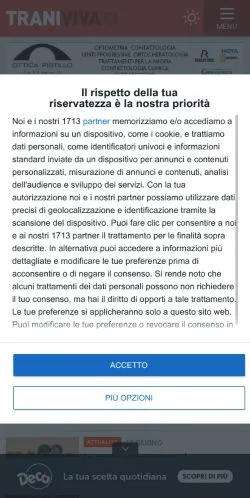 Anteprima del sito TraniViva, media di Italia per articoli sponsorizzati