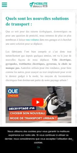 Anteprima del sito Mobilitedouce, media di Francia per articoli sponsorizzati