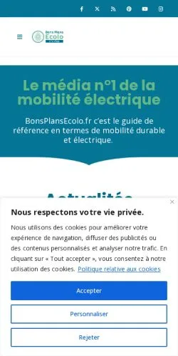 Vista previa del sitio Bons Plans Ecolo, medio de Francia para artículos patrocinados