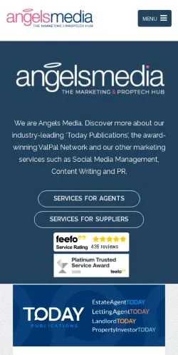 Anteprima del sito Angels Media, media di Regno Unito per articoli sponsorizzati