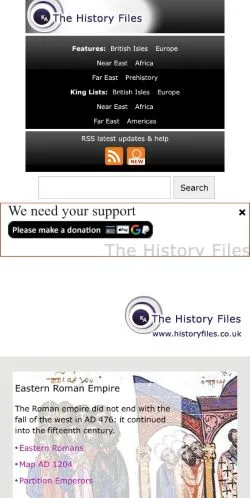 Podgląd witryny The History Files, medium z kraju Wielka Brytania do artykułów sponsorowanych