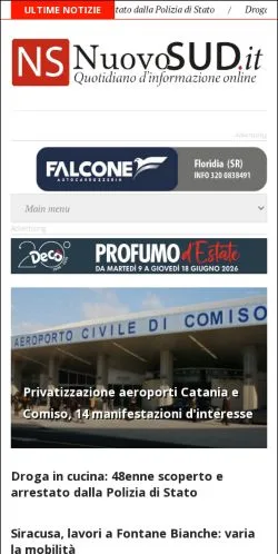 Podgląd witryny Nuovo Sud, medium z kraju Włochy do artykułów sponsorowanych