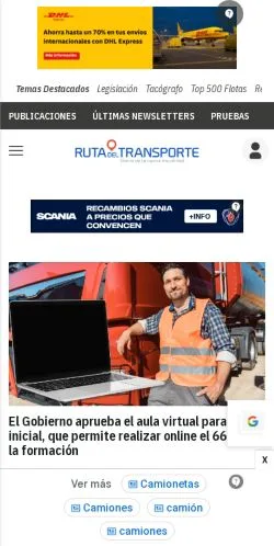 Anteprima del sito Ruta del Transporte, media di Spagna per articoli sponsorizzati