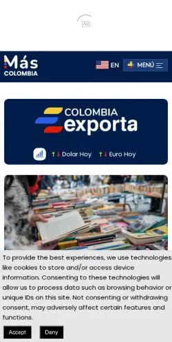 Podgląd witryny Más Colombia, medium z kraju Hiszpania do artykułów sponsorowanych