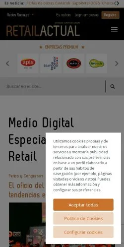 Podgląd witryny RetailActual, medium z kraju Hiszpania do artykułów sponsorowanych