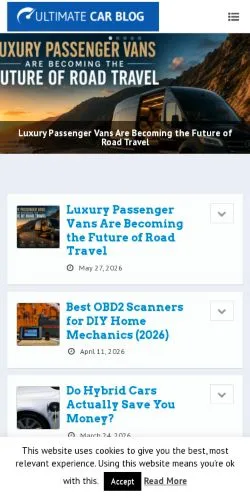 スポンサード記事向けのアメリカ合衆国メディア、Ultimate Car Blogのサイトプレビュー