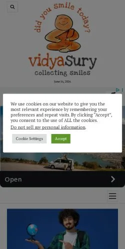 Forhåndsvisning av nettstedet Vidya Sury Collecting Smiles, medium fra USA for sponsede artikler