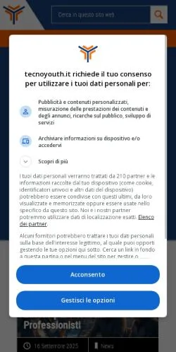 Podgląd witryny Tecnoyouth, medium z kraju Włochy do artykułów sponsorowanych