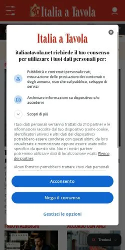 Anteprima del sito Italia A Tavola, media di Italia per articoli sponsorizzati
