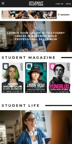 Sponsorlu makaleler için Birleşik Krallık medyası Student Pocket Guide sitesinin önizlemesi