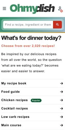 スポンサード記事向けのアメリカ合衆国メディア、Ohmydishのサイトプレビュー