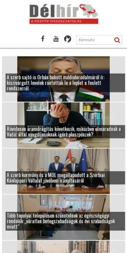 Podgląd witryny Délhír, medium z kraju Węgry do artykułów sponsorowanych