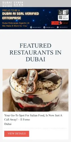 Anteprima del sito Dubai Restaurants Guide, media di Stati Uniti per articoli sponsorizzati