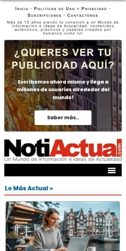 Pré-visualização do site NotiActual, meio de Espanha para artigos patrocinados