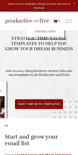 スポンサード記事向けのアメリカ合衆国メディア、Productive And Freeのサイトプレビュー
