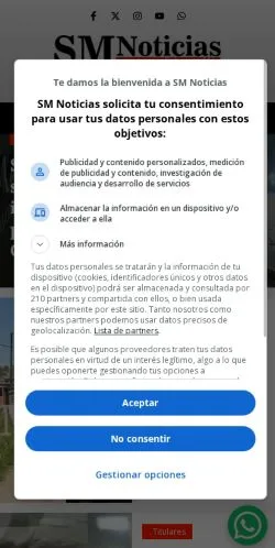 Anteprima del sito SM Noticias, media di Argentina per articoli sponsorizzati