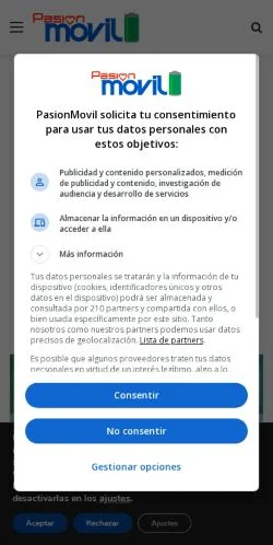 스폰서 기사용 스페인 매체 PasionMovil 사이트 미리보기