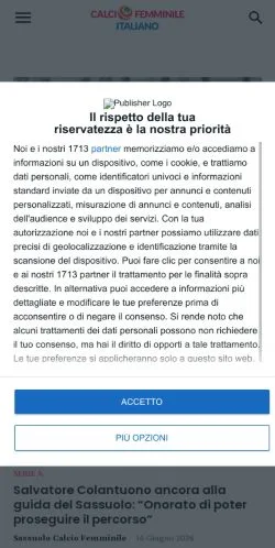 스폰서 기사용 이탈리아 매체 Calcio Femminile Italiano 사이트 미리보기