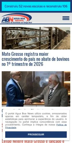 Vista previa del sitio Agua Boa News, medio de Brasil para artículos patrocinados