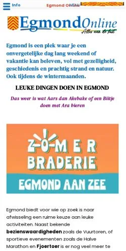 Anteprima del sito Egmond Online, media di Paesi Bassi per articoli sponsorizzati