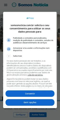 Anteprima del sito Somos Notícia, media di Brasile per articoli sponsorizzati