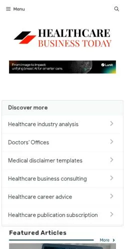스폰서 기사용 미국 매체 Healthcare Business Today 사이트 미리보기