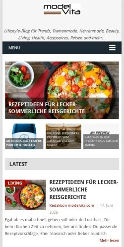 Preview of the Modelvita website, a media outlet in Germany for sponsored articles