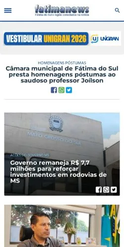 Anteprima del sito Fátima News, media di Brasile per articoli sponsorizzati