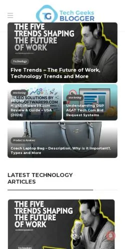 Aperçu du site Tech Geek Bloggers, média de États-Unis pour articles sponsorisés
