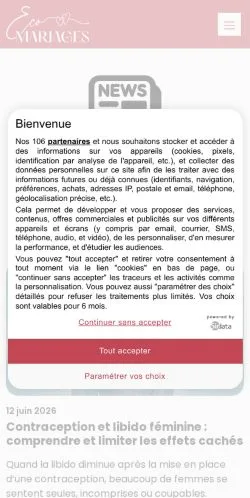 Anteprima del sito Éco Mariages, media di Francia per articoli sponsorizzati