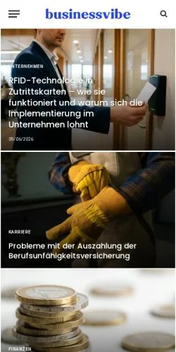 Anteprima del sito businessvibe, media di Germania per articoli sponsorizzati