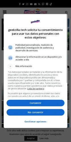 Forhåndsvisning av nettstedet Geekzilla, medium fra Mexico for sponsede artikler