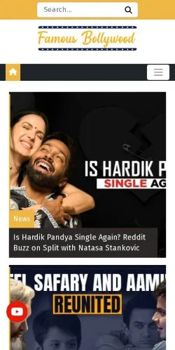 Podgląd witryny Famous Bollywood, medium z kraju Stany Zjednoczone do artykułów sponsorowanych